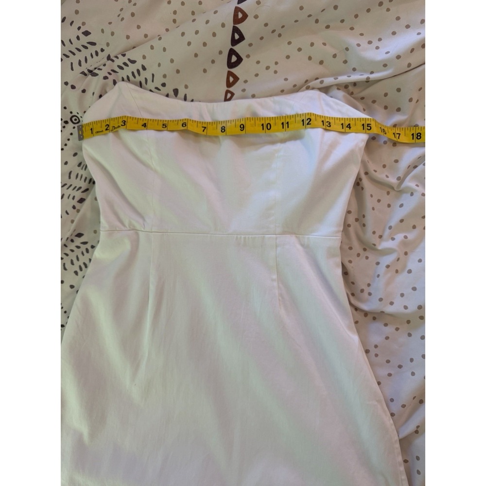 BHLDN by Anthropologie Size XS White Strapless Dress 3D Floral - Picture 8 of 11